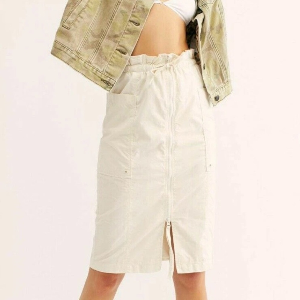 Free People Ivory Shell Cargo Utility Skirt Size large